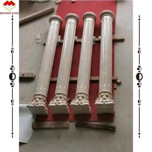 Quality Hotel Solid Beige Cream Stone Roman Marble Pillar Carving Design for Construction wholesale