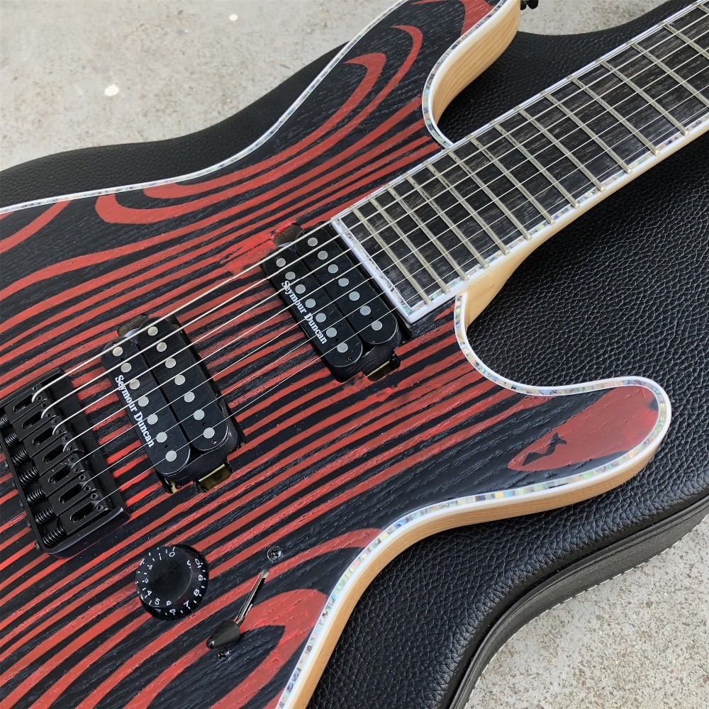 Flame Maple Top 7 Strings Electric Guitar,Abalone binding,Ebony fingerboard Neck through body Mayones Electric Guitar