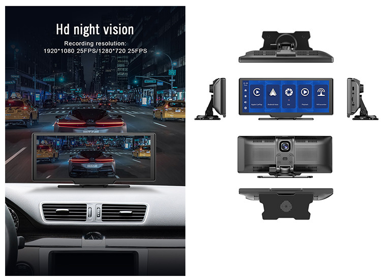 Linux System Car Dash Cam DVR 4K 10.26 Inch 1600*600 Screen Type