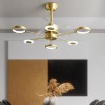 Low Noise Crystal Ceiling Fan Light , Copper Ceiling Fan With Light And Remote