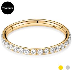 Quality G23 Gold Titanium Piercing Jewelry Clear Gems Nose Ring For Women wholesale