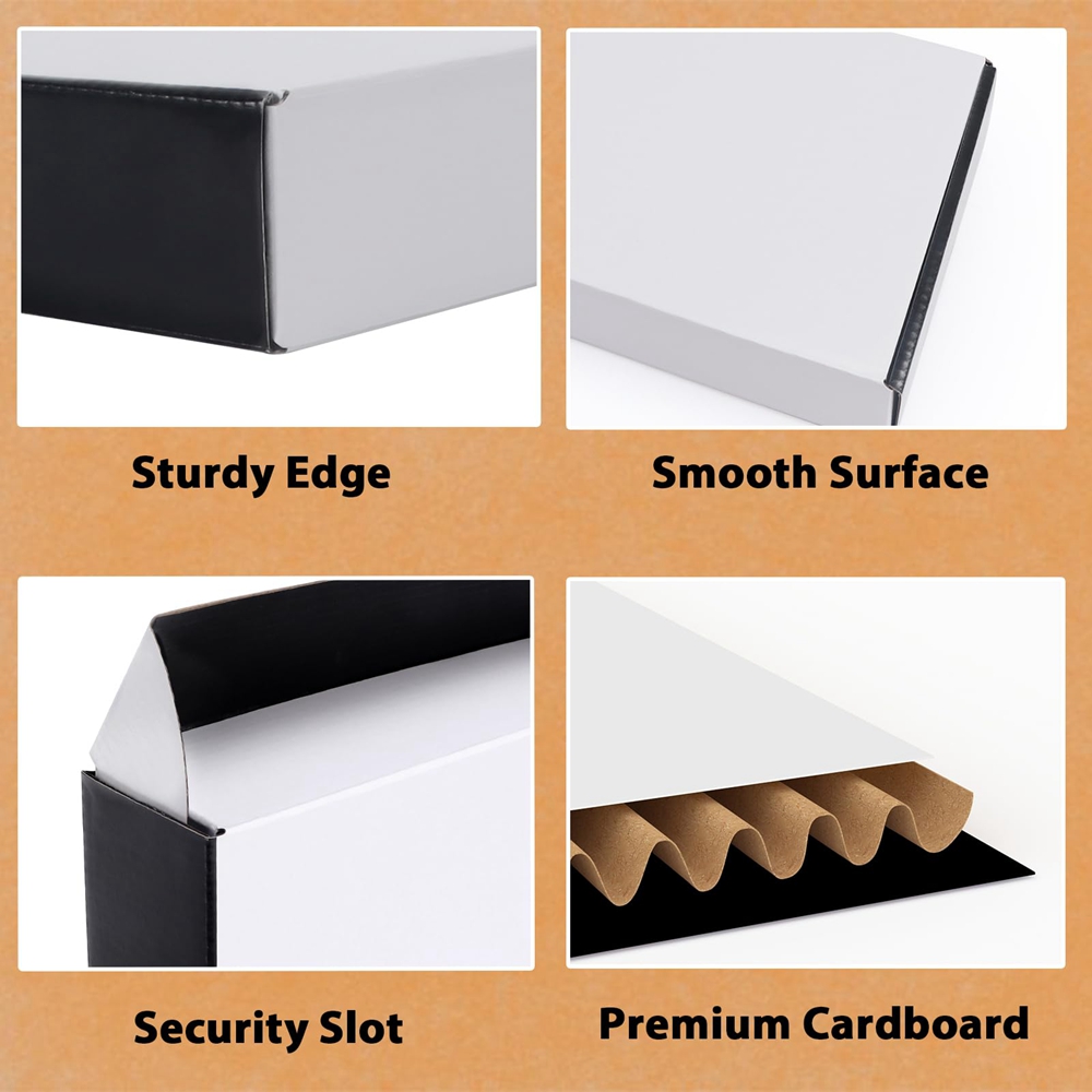 Recycled Materials Custom Logo Black White Carton Mailing Boxes for Luxury Shipping