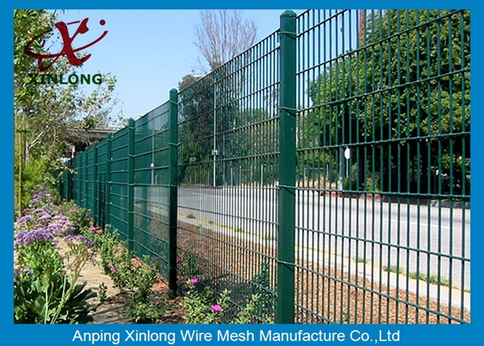 Green Color PVC Coated Double Wire Fence 200*50mm Dark Convenient Installation