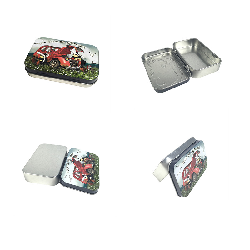 Small Tins with Embossment Mint Hinged Tin Box Mini Metal Tins with Lids