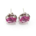 925 Silver Jewelry 8mmx10mm Oval Pink Cubic Zircon Earrings (PSJ0433)