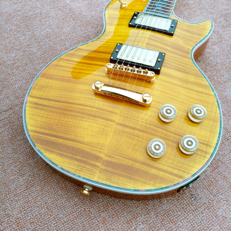 Custom LP electric guitar, Abalone Flower inlaid fingerboard electric guitar, maple top
