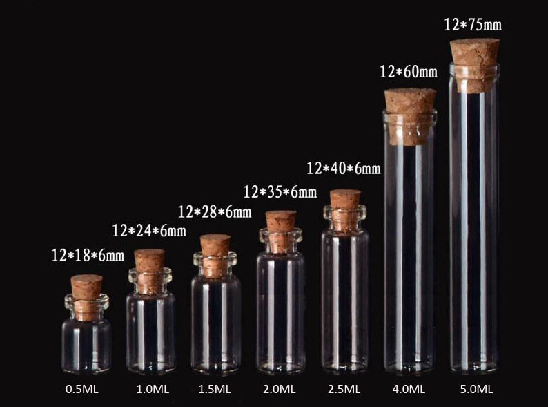 12mm Mini Glass Jars Bottles with Cork lid, Glass Bottles for Decoration, Arts & Crafts, Projects, Party Favors