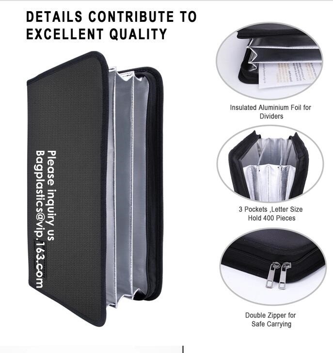 waterproof and fireproof resistant document bag,Lock Box Bag For Documents Money & Office Files Freproof Safe Bag with L