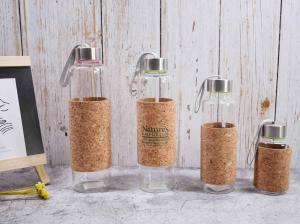 Quality OEM Reusable Glass Water Bottle With Cork Sleeve Dampproof wholesale