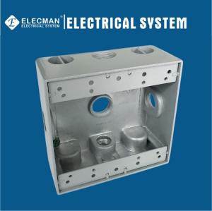 Quality 2 Gang Electrical Weatherproof Outlet Boxes Aluminum Metal Receptacle Box With 5 X-Config Outlet Holes wholesale