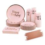 Pink Gold Pink Paper Plates And Cups Napkins