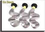 Double Weft 20 inch Brazilian Human Hair Extensions Grey Color No Shedding
