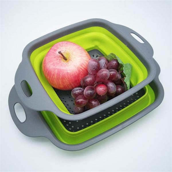Food Grade Colander 24.5x18.5cm Silicone Storage Baskets Collapsible Kitchen