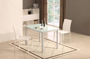 Quality 1100mm Length Customizable Glass Top Dining Table With Iron Legs DT-914F wholesale