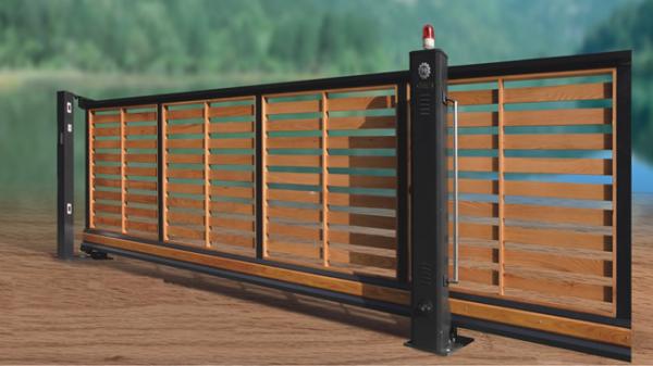Residential Wooden Cladded Motorized Automatic Sliding Gates , Anti-Climb Photo