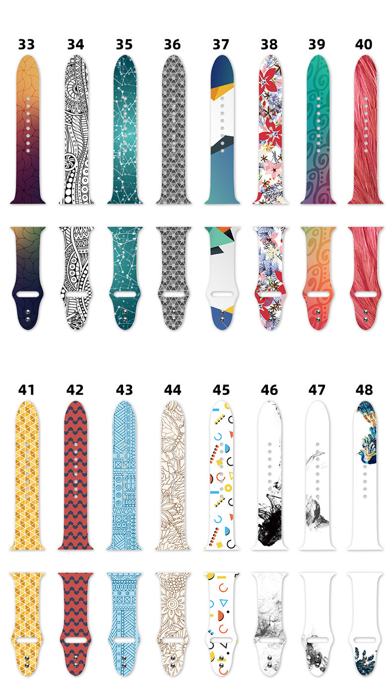 Silicone Material Smart Watch Band For Iwatch 42Mm 44 Mm Pattern Printed