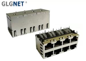 Quality Through Hole Mounting Magnetic RJ45 Jack 2x4 Stacked 1G Ethernet With Surge Protection wholesale