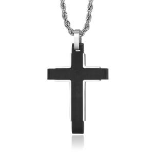 Quality Silver Gold Black Stainless Steel Men's Pendant Cross Necklace Jewelery for Women 16-24 Inches wholesale