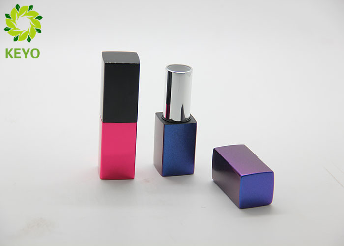 Square Blue Red Color Aluminium Empty Magnetic Lipstick Tube Container 3g 5g