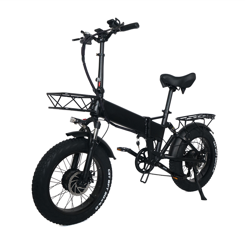 LCD Display 750W 20" Electric Fat Bike Folding Frame 48V 15Ah Full Suspension Ebike Rear Hub Motor