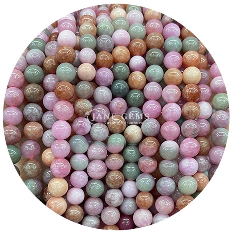 Wholesale Natural Crystal Gemstone Round Chalcedony Beads Jade Round Loose Bead Accessories for DIY Bracelet Necklace