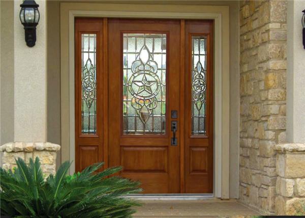 Exterior Solid Wood Door Front Entry Inswing / Outswing Opening With Sidelites