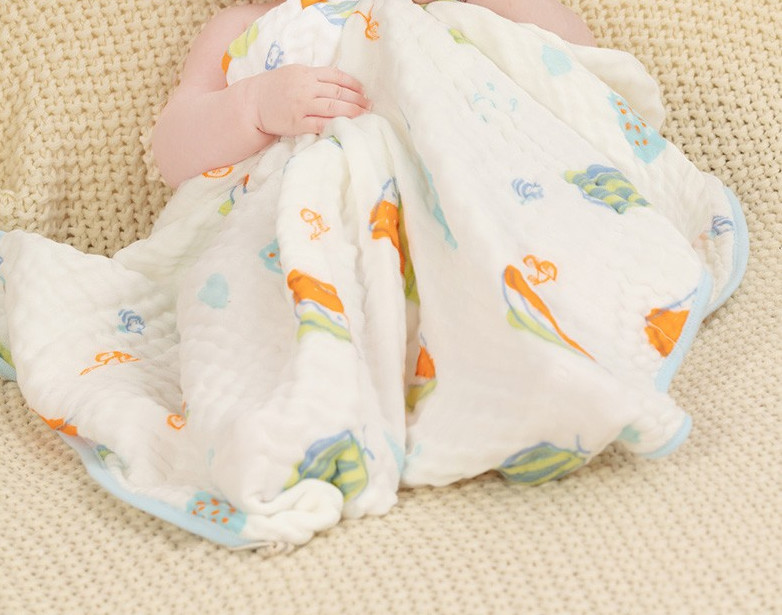Patterned 40S Kids Swaddle Gauze Fabric Non Irritating Biodegradable