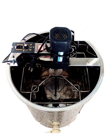 4 Frames Electric Stainless Steel Honey Extractor with Stands and Honey Gate, Plastic Lid