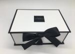 Recyclable Book Shape Jewelry Box / Folding Packaging Box With Ribbon Closure