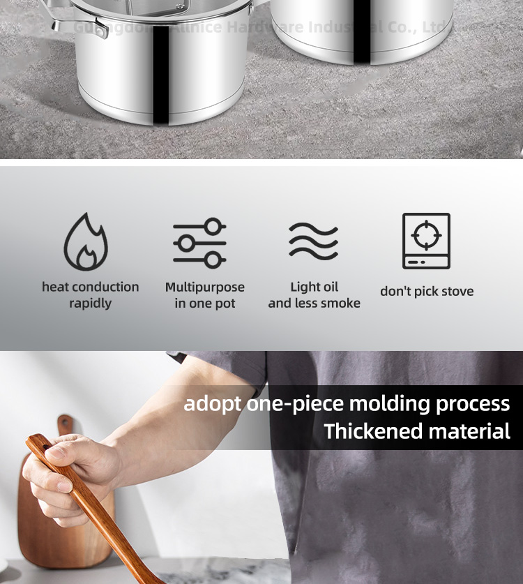 High Quality Kitchenware 6 Pcs Stainless Steel Soup Pot Set Cookware Set With Glass Lid