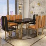 Luxury Stainless Steel Square Apartment Dining Table Assembly