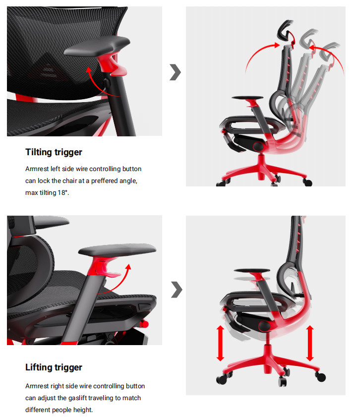 Yellow Office Ergonomic Mesh Chair PP GF Mechanism