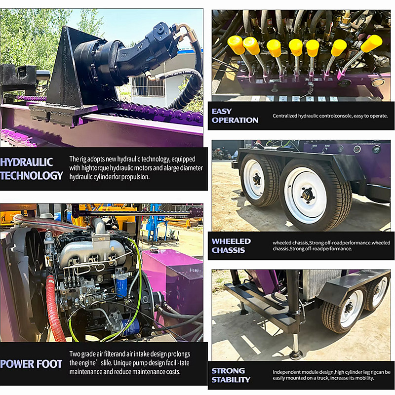 Water Well Drilling Machines Rotation Torque 3500 N.m Trailer Mounted Drilling Rig Small Water Well Drilling Rig
