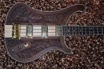 Custom bass guitar Carved flower body Neck through body 4 string electric bass
