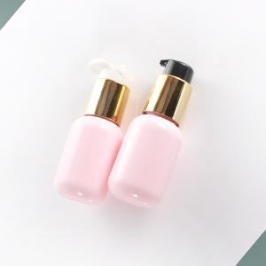Quality 60ml Pink Round Cosmetic Lotion Bottle Electroplating Golden Pump wholesale
