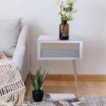 Silver Mirror 17.91"W Coffee Bedside Table Middle Hollow Space Design