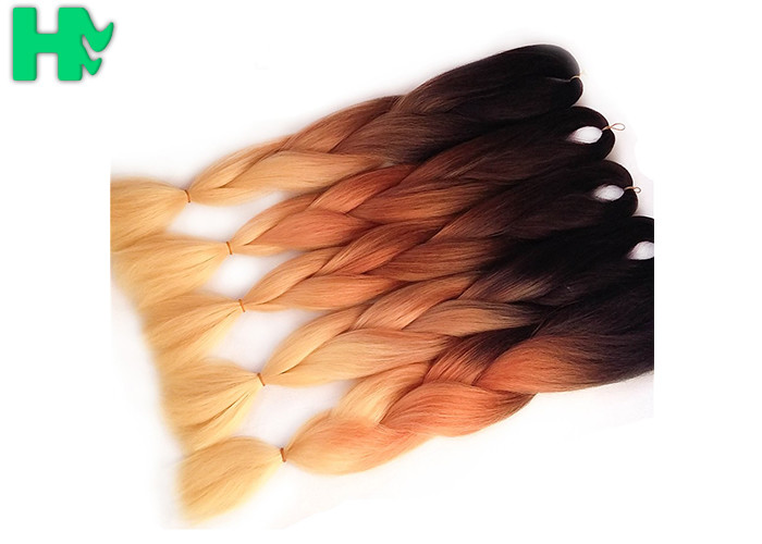 Ombre Natural Synthetic Braided Hair Pieces Afro Wave Tangle Free