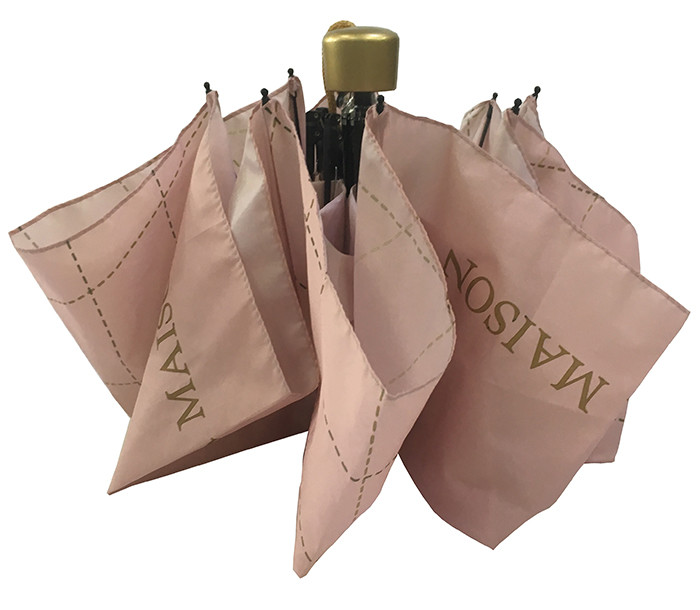 Windproof 3 Folds Pongee Manual Open Umbrella With Custom Printing