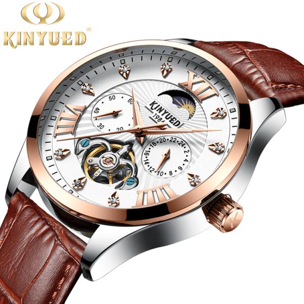 Watches men luxury brand automatic luminous moon phase watch Leather fashion
