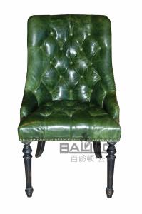 Quality antique style green leather dining chair furniture,#XD0070 wholesale