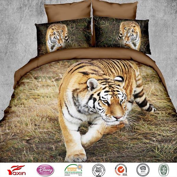 Hot sale 3D bedding sheet sets,Microfiber 3D tiger Bed Linen Sets.China Home
