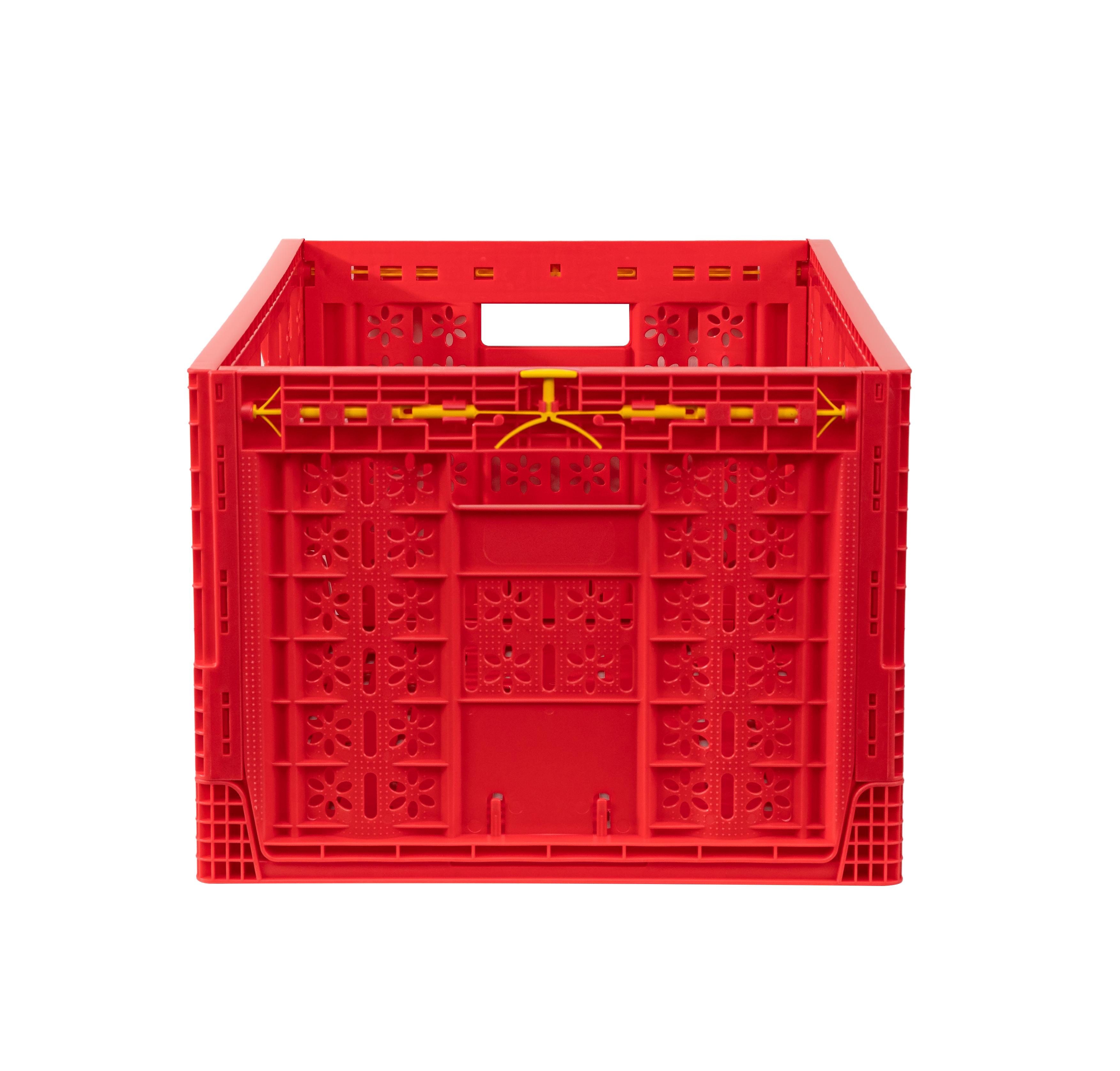 Foldable Stackable Collapsible Plastic Crate for Secure Fruit and Vegetable Transport