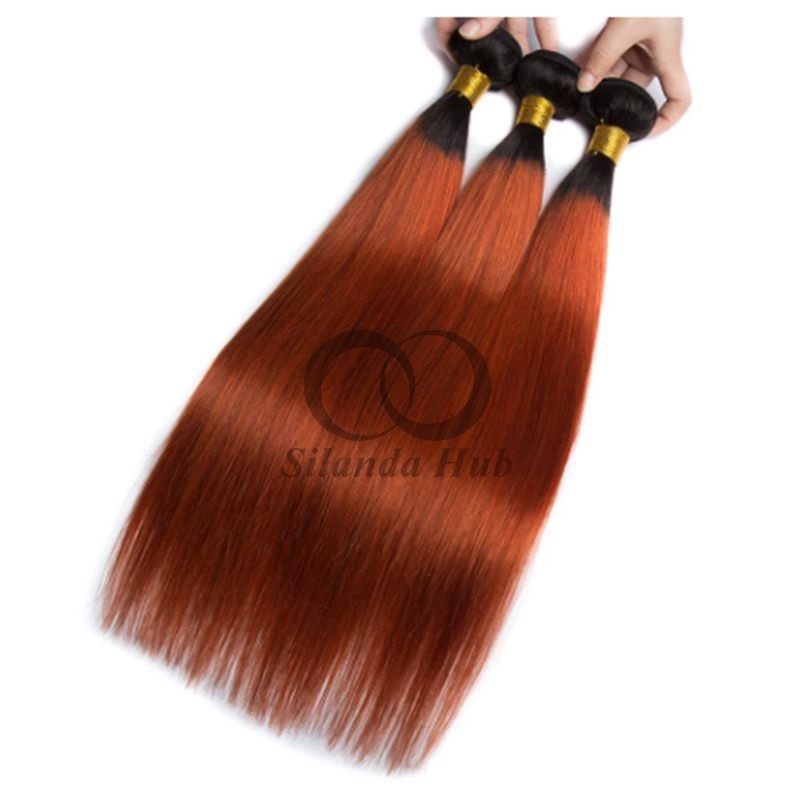 #T1B/Ginger Straight Remy Human Hair Bundles Sew In Weave Bundles Brazilian Bundle Deals