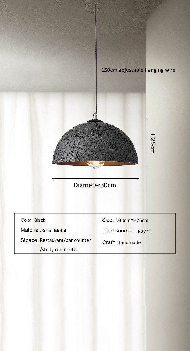 Nordic Simple Wabi-Sabi Style Led Droplights Living Room Bedroom Dome Pendant Light(WH-AP-589)