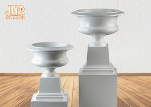 Quality Large Fiberglass Flower Pots Glossy White Modern Style wholesale