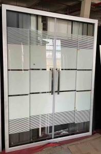 Quality Alum White Stripes Frame Screen With 5/6mm Tempered Modern Glass For Bathroom wholesale