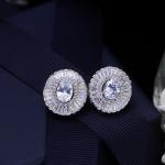 Hip Hop Zircon Diamond Earring Round Earring Simple CZ White Bling Stud Earrings