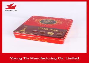Quality Food Grade Square Metal Chocolate Tin Cans Full Color Printed 215 x 215 x 45 MM wholesale