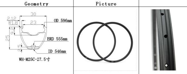 2014new ultralight carbon rim for mtb bike 25X30mm clincher 27.5" carbon mtb rim