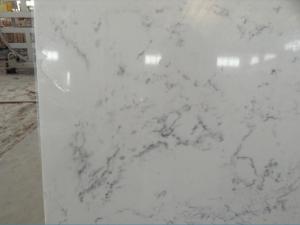 Quality Cararra White Artificial Quartz Slabs , 93% Natural Quartz Stone For Kitchen wholesale